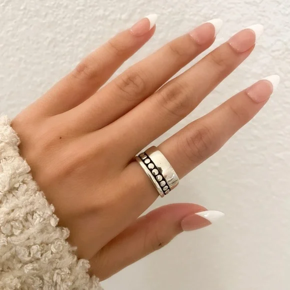 925 Sterling Silver Chunky Ring Vintage Ring Thick Wide Ring Band - Picture 4 of 9